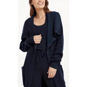 Splendid Talia Oversized Silk Blend Ribbed Cardigan Navy Blue RF1S920 Womens S